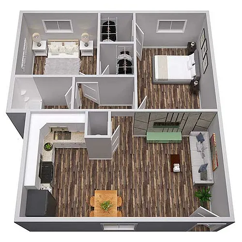 Floor plan 2 bedroom, 1 bath