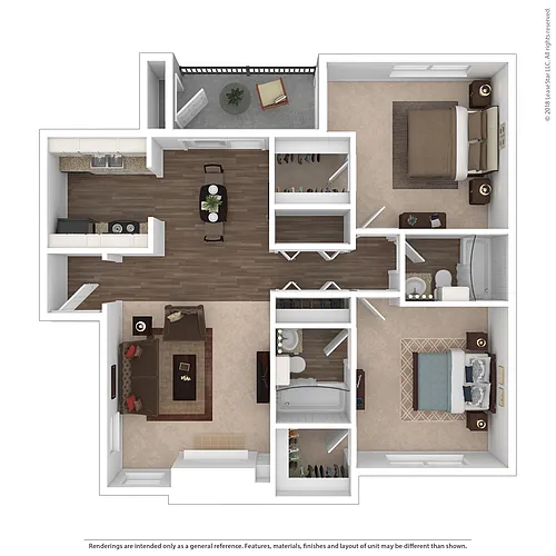 Floor plan B2 - Two Bedroom Two Bath