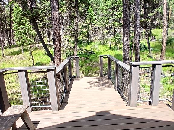 View straight out the rear sliding glass door.