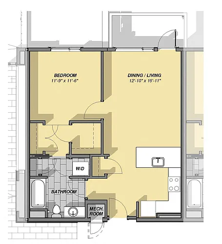 Floor plan 1 Bedroom 1 Bathroom