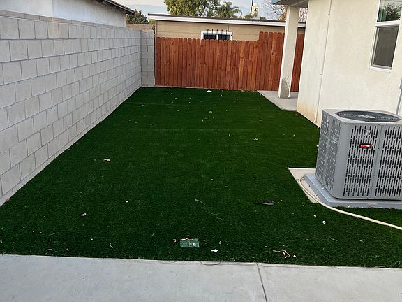 Backyard with artificial grass