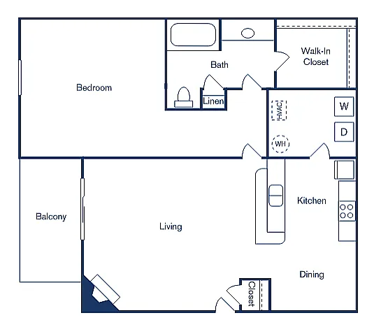 Floor plan 1 Bedroom, 1 Bath