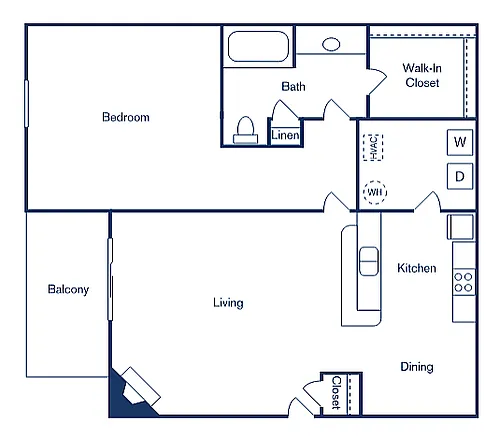 Floor plan 1 Bedroom, 1 Bath