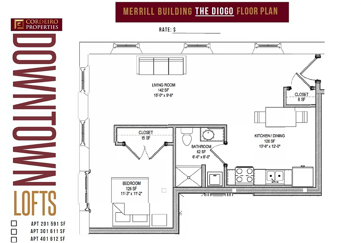 Floor plan The Diogo - Merrill Building