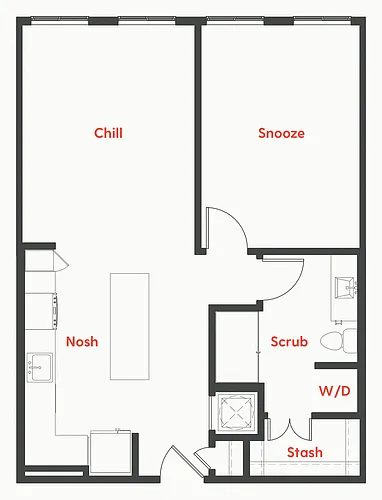 Floor plan A1A 1Bed/1Bath