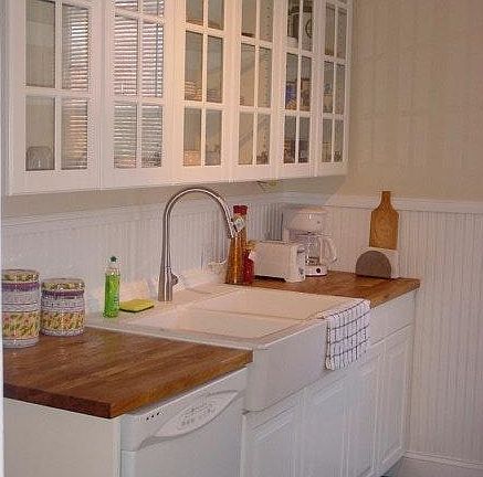 Farm house sink with butcher block counters
