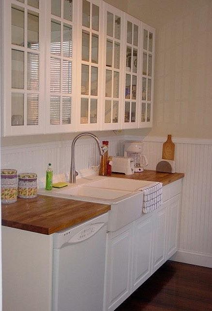 Farm house sink with butcher block counters