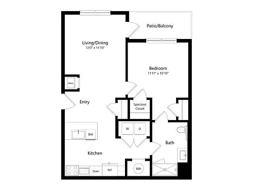 Floor plan A2-G2 | 1 Bed | 1 Bath