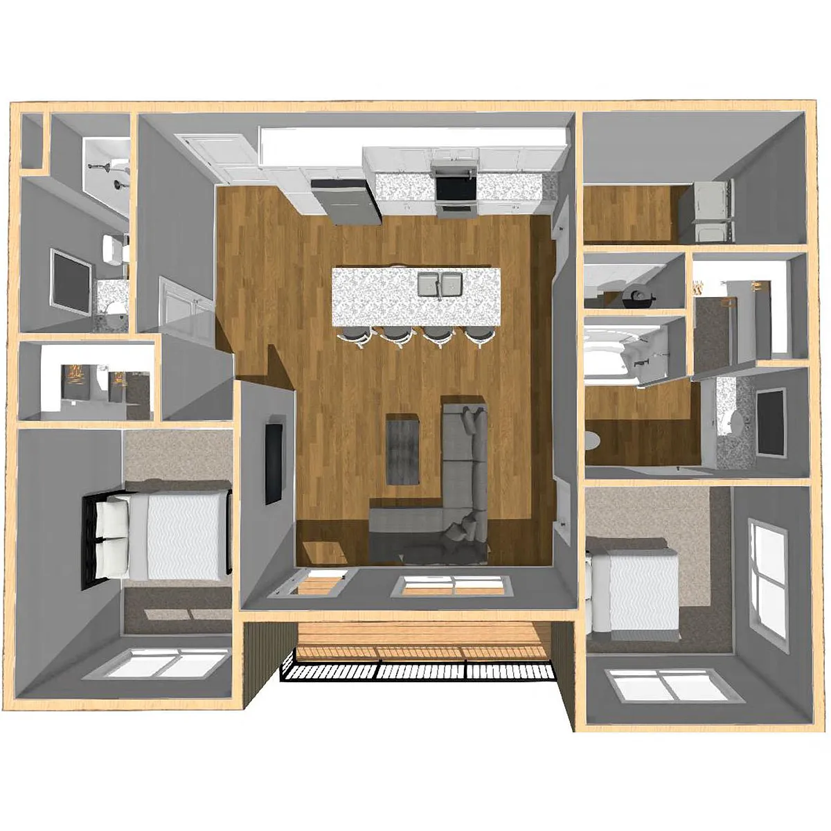 Floor plan E 1114 SF
