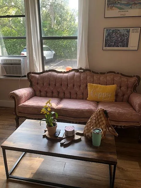 Living room with antique furniture (not included in rent.)