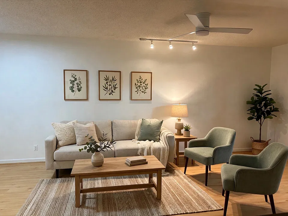 Virtually staged - furniture and decor are digitally added