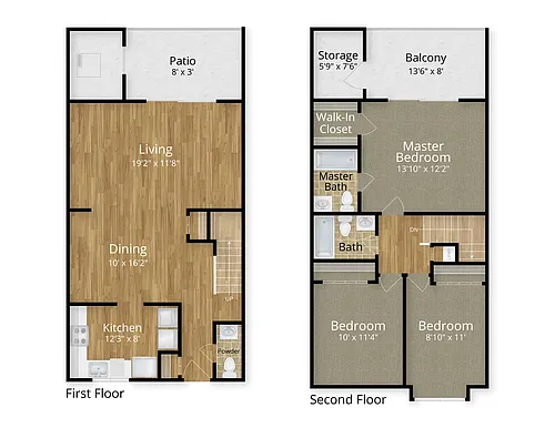 Floor plan 3 Bed x 2.5 Bath Townhouse