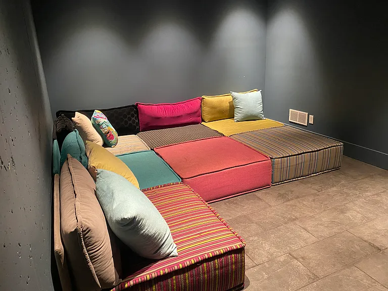 Finished basement, movie den.