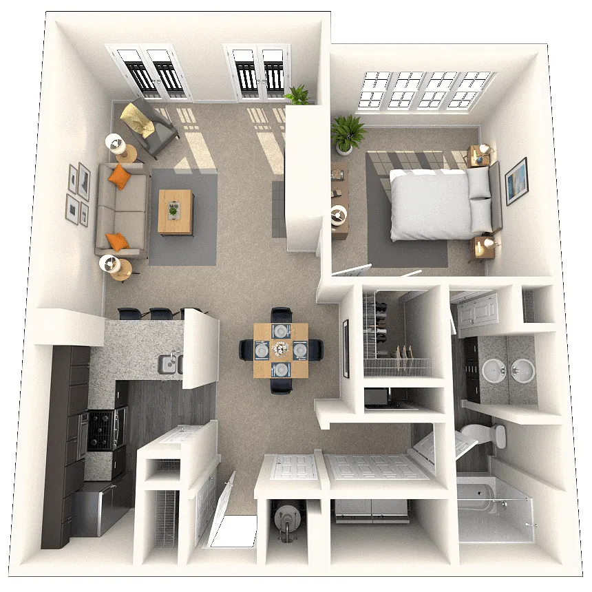 Floor plan Traditional 1x1 779 SF