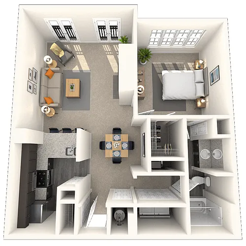 Floor plan Traditional 1x1 779 SF