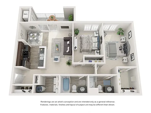 Floor plan Two Bedroom Two Bath