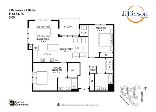 Floor plan $2.95/sq.ft. - B-05 Two Bedroom