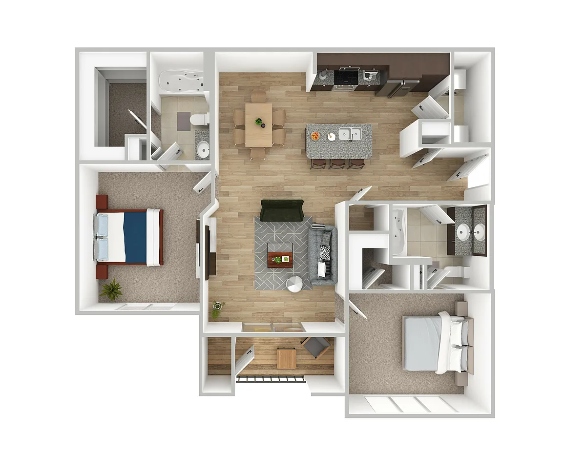 Floor plan B1 Tupelo - 2 Bedroom, 2 Bathroom