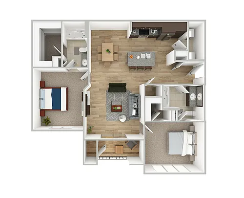 Floor plan B1 Tupelo - 2 Bedroom, 2 Bathroom