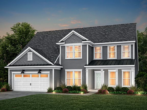 Vanderbilt Exterior 55 features siding, shakes, covered front sitting porch and 2 car garage