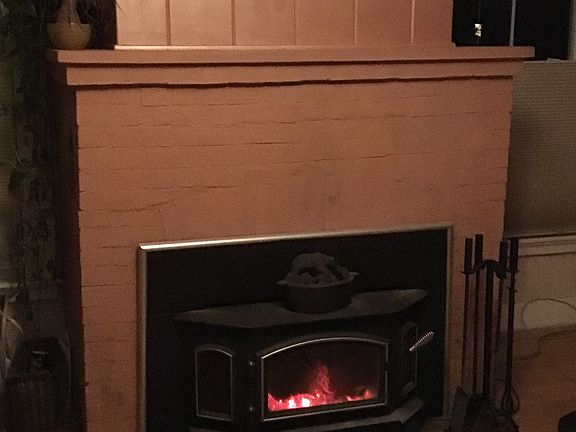 Fireplace wood stove insert.