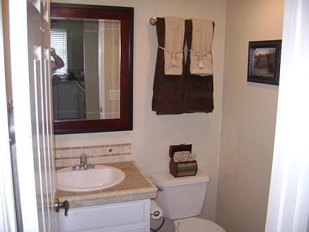New Granite countertop in bathroom