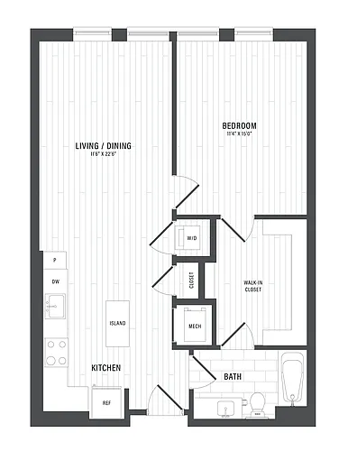 Floor plan 1 Bed/1 Bath-C1.4
