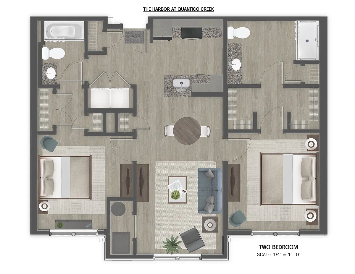 Floor plan 2 Bedroom, 2 Bathroom