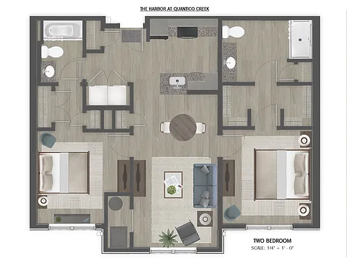 Floor plan 2 Bedroom, 2 Bathroom