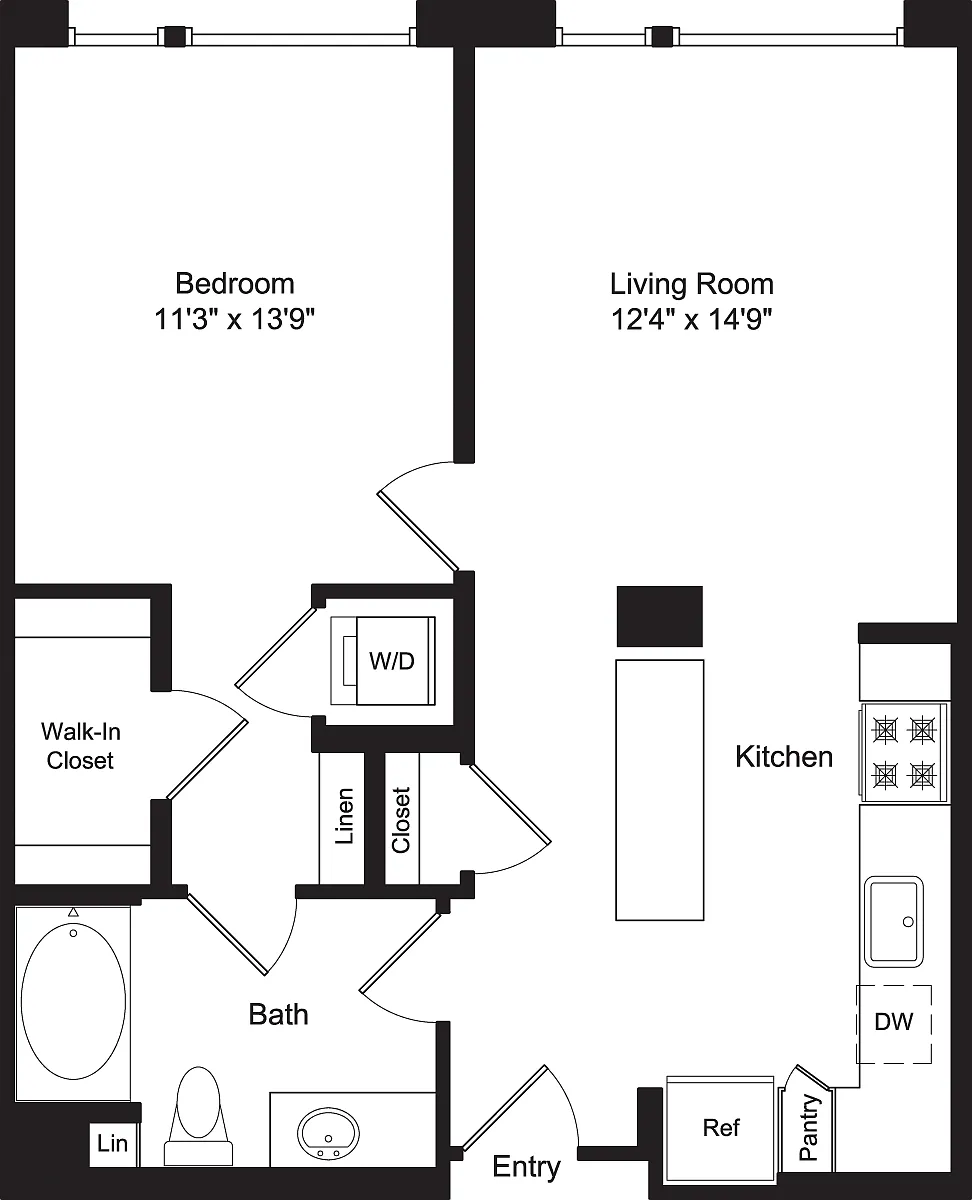 Floor plan One Bed A1 - Alt
