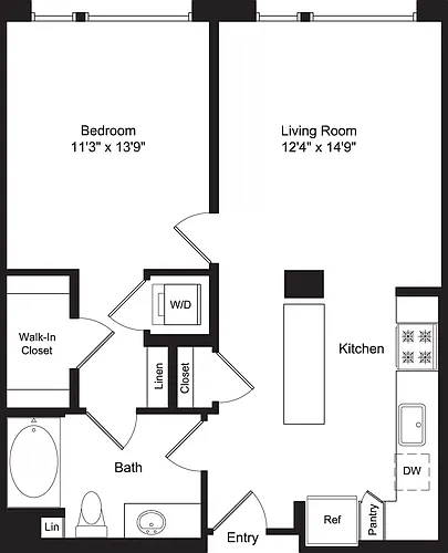 Floor plan One Bed A1 - Alt