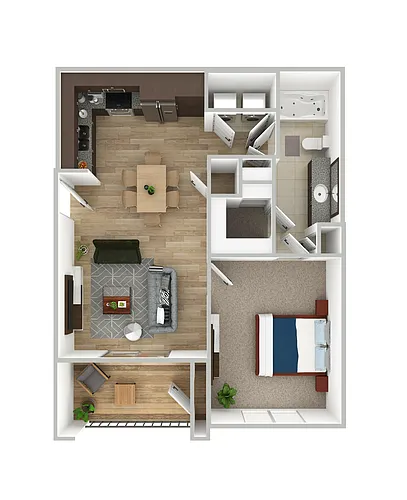 Floor plan A1 LilyPad - 1 Bedroom, 1 Bathroom