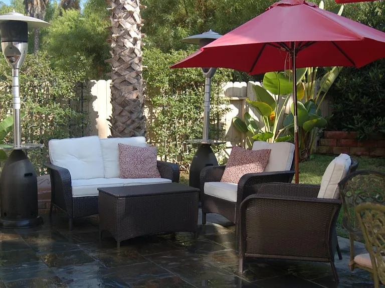 Large slate covered patio. Perfect for entertaining.