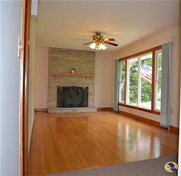 Living Room with Stone Fireplace