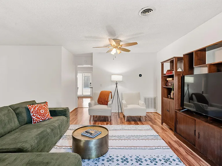 Living area including large smart TV