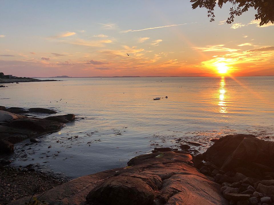 Sunset from the private beach over Ipswich Bay