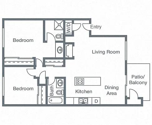 Floor plan 2 Bedrooms, 2 Bathrooms