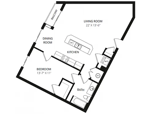 Floor plan 1X1B