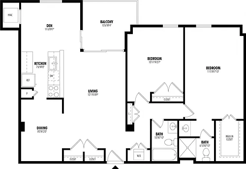 Floor plan 2 Bed/2 Bath-B2A