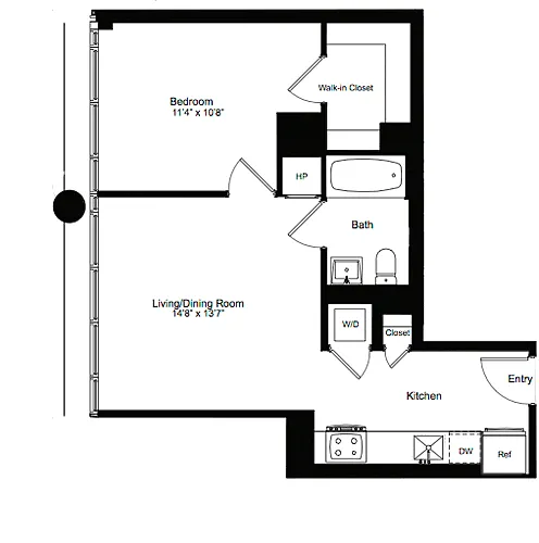 Floor plan One Bedroom L 2