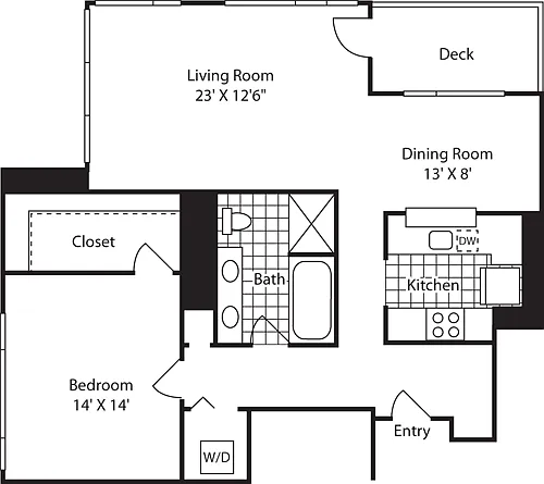 Floor plan 1 Bed 24A - 25A
