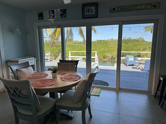 view of backyard and water