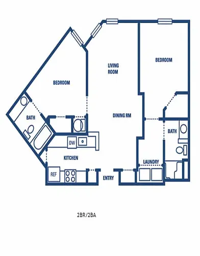 Floor plan 2 Bed - 2 Bath