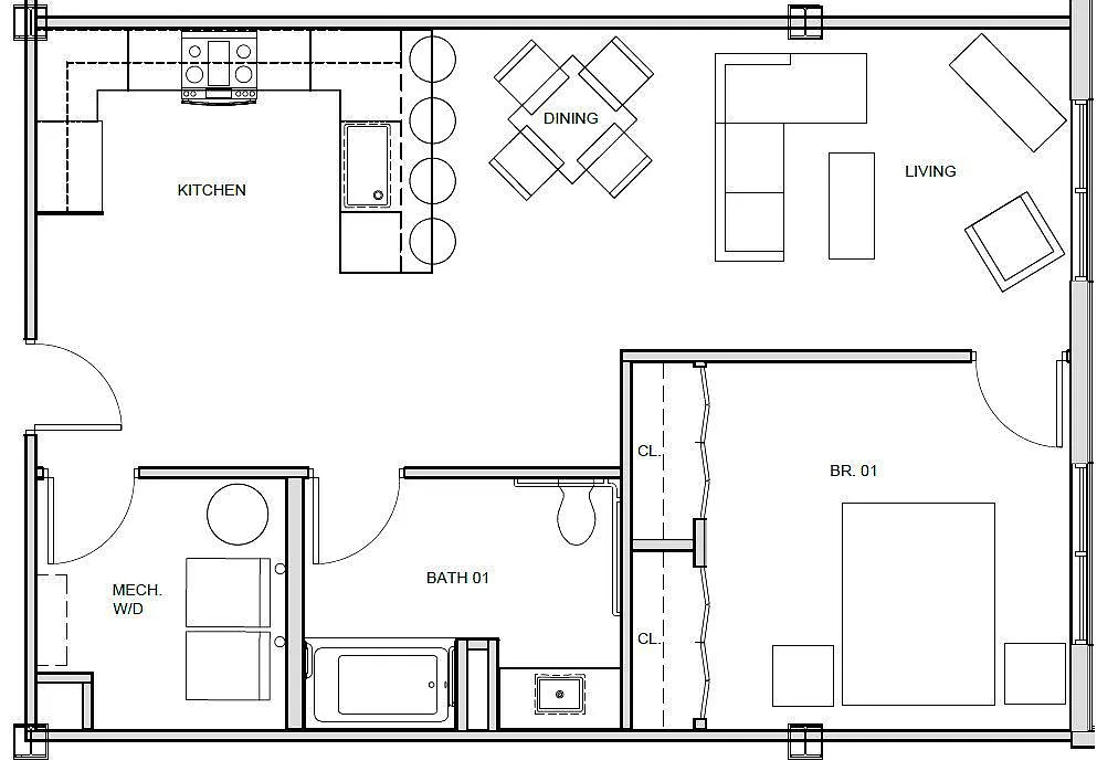 Floor plan 1 Bedroom 1 Bath