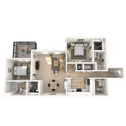 Floor plan Loft 2x2.5 1242 SF