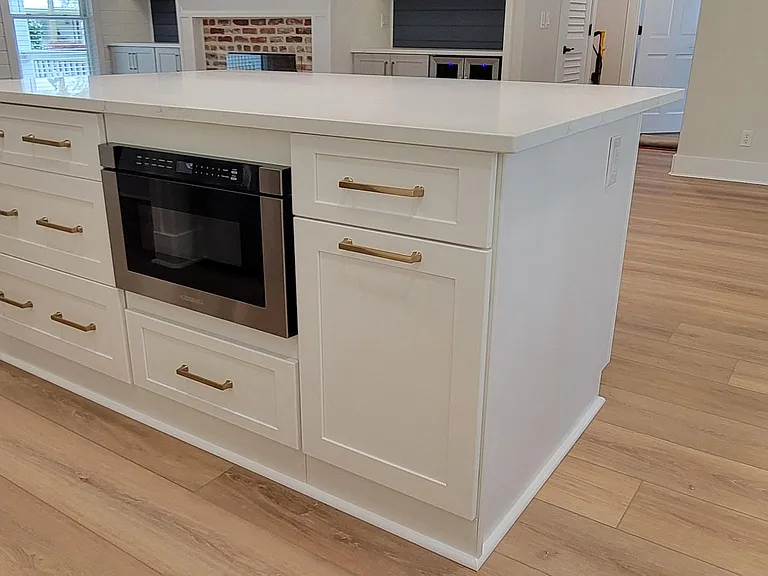 Eat-in Island with Under Counter Microwave & Built-in Waste Bins