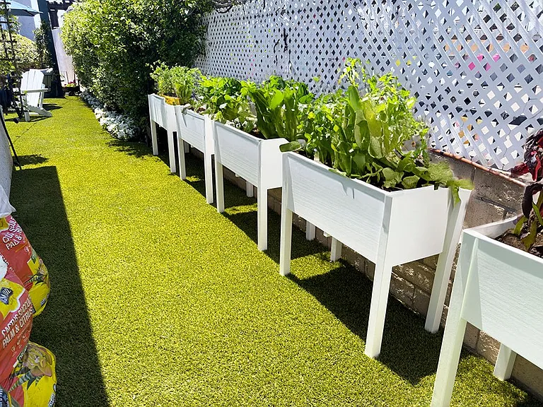 Community gardens for resident planting and gardening use.