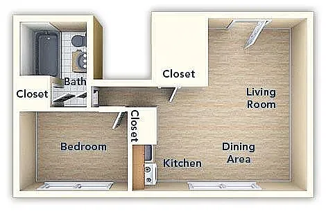 Floor plan Jr. One Bedroom