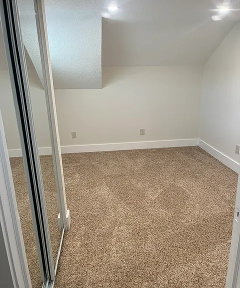 Upstairs bedroom #1 can accommodate a full bed and dressers.