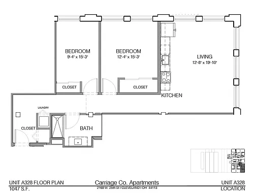 Floor plan c2-1047 - 2 bed, 1 bath